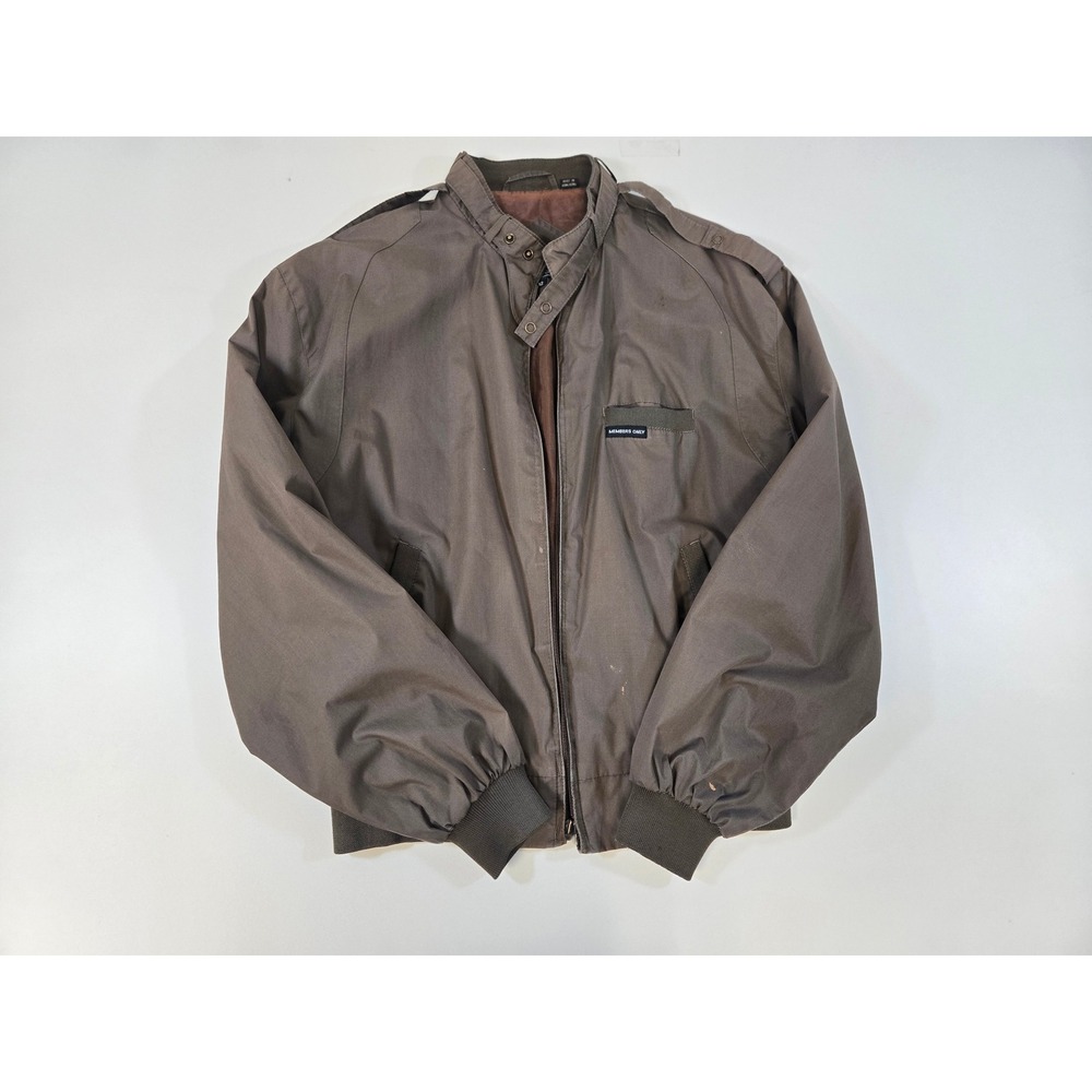 Members Only Mens Vintage Racer Jacket Brown Size 42 Iconic 80s Cafe Racer Coat